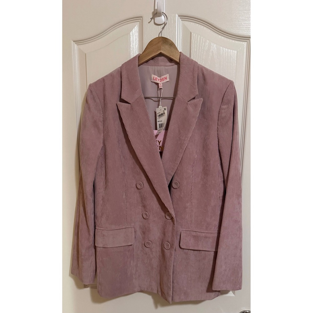 Leyden Women's M Blush Pink Corduroy Blazer Double Breasted Tailored Jacket NWT